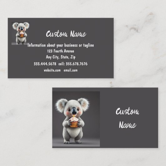 Fun Koality Party Verjaardag Zakelijk Koala beer Visitekaartje (Voorkant / Achterkant)