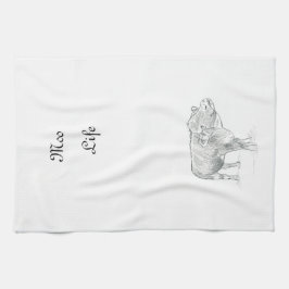 Fun Koe zwart-wittekening |Moo Life Theedoek