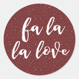 Fun La La La Love Rood Wit Sneeuw Ronde Sticker