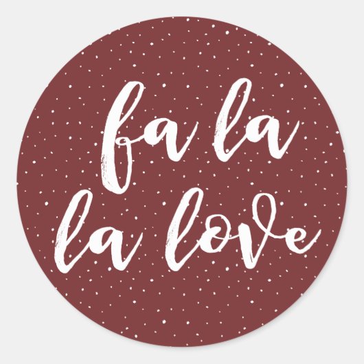 Fun La La La Love Rood Wit Sneeuw Ronde Sticker (Voorkant)