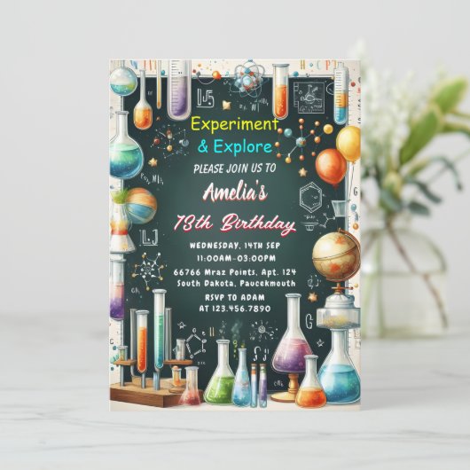 Fun Lab Kinder Geek Nerd Mad Science 9e Verjaardag Kaart (Staand voorkant)