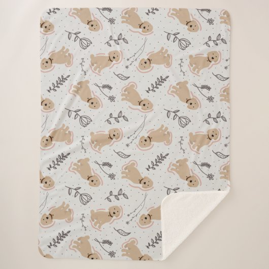 Fun Labradoodle Hand Drawn Sherpa Blanket Sherpa Deken (Voorkant)