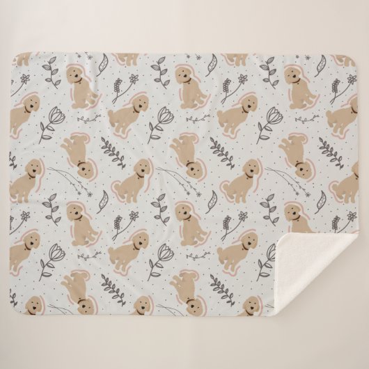 Fun Labradoodle Hand Drawn Sherpa Blanket Sherpa Deken (Voorkant (horizontaal))