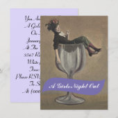 Fun Lady in Glass Girls Night Out Invitations Kaart (Voorkant / Achterkant)