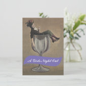 Fun Lady in Glass Girls Night Out Invitations Kaart (Staand voorkant)
