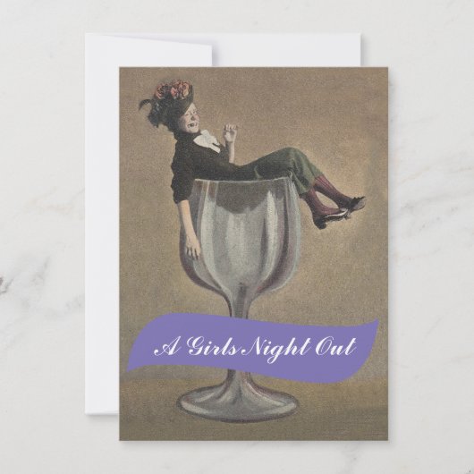 Fun Lady in Glass Girls Night Out Invitations Kaart (Voorkant)