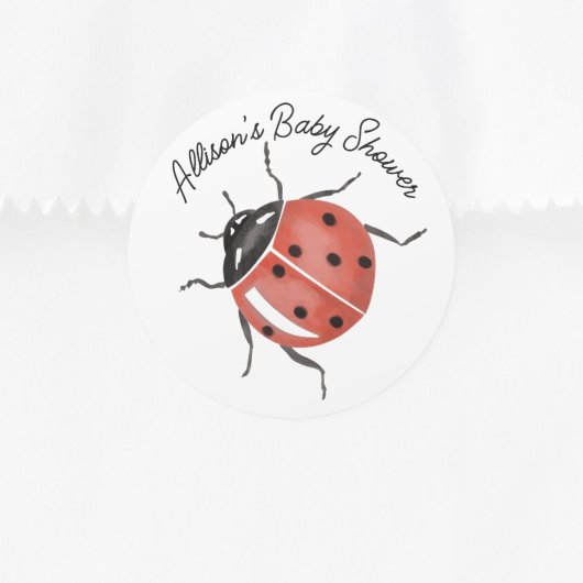 Fun ladybug Baby Shower  Ronde Sticker