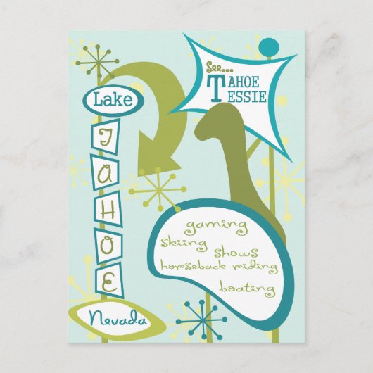 Fun Lake Tahoe Illustratie Briefkaart (Voorkant)