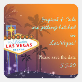 Fun Las Vegas Wedding Save the Date Vierkante Sticker