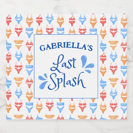 Fun "Last Splash" Thema Gepersonaliseerde vrijgeze Sparkling Wijnetiket (Enkel label)