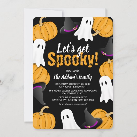 Fun: "Laten we Spooky worden!" Uitnodiging voor Ha (Voorkant)