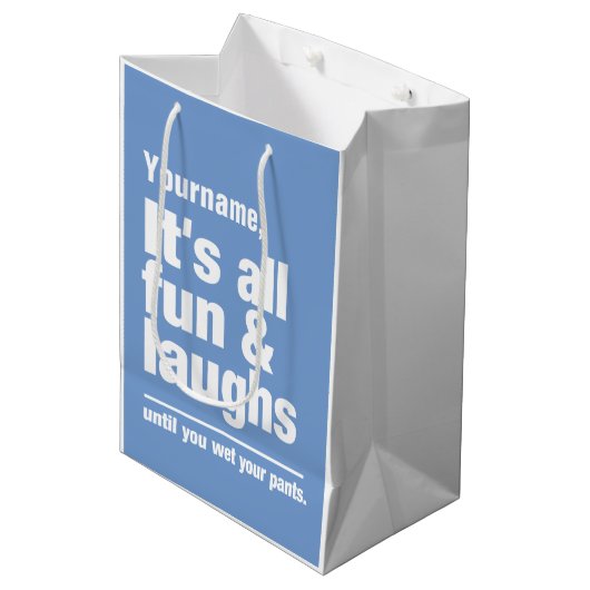FUN & LAUGHS aangepaste kleuren- en naamcadeautass Medium Cadeauzakje (Voorkant Gekanteld)