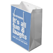 FUN & LAUGHS aangepaste kleuren- en naamcadeautass Medium Cadeauzakje (Achterkant Gekanteld)
