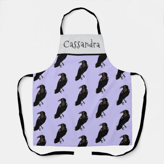 Fun Lavender Black Crow Pattern Halloween Schort (Voorkant)