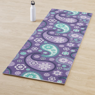 Fun Lavender Paars Mint Green Paisley Floral Yogamat