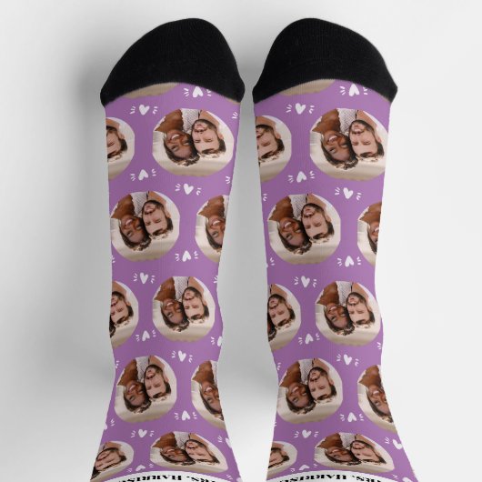 Fun Lavender Passen getrouwd Photo Pattern Weddens Sokken (Top)
