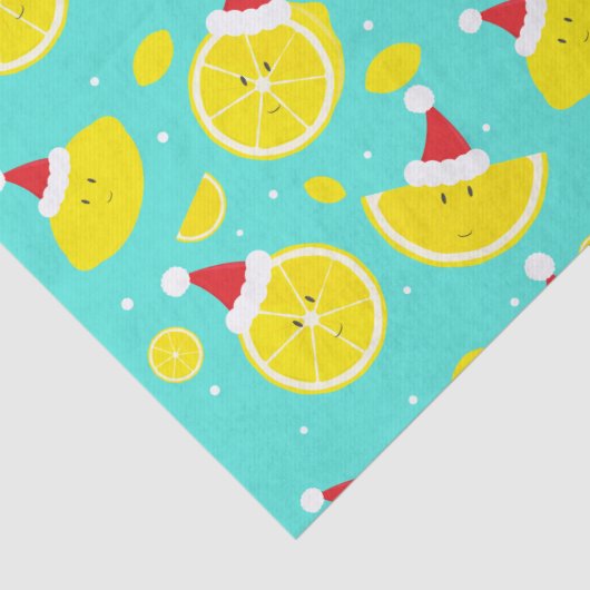 Fun Lemons Santa Hats Kerstmis Tissuepapier (Detail)