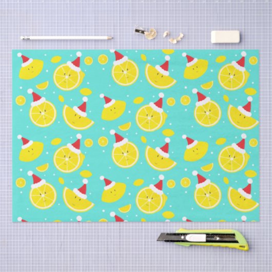 Fun Lemons Santa Hats Kerstmis Tissuepapier (Craft)