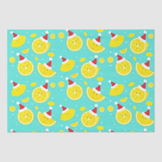 Fun Lemons Santa Hats Kerstmis Tissuepapier (Voorkant)