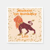 Fun Leo First Birthday & Gold Confetti Servet (Voorkant)
