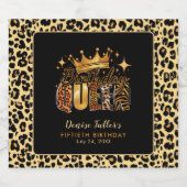 Fun Leopard Birthday Queen Fifty Birthday Sparkling Wijnetiket (Enkel label)