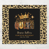 Fun Leopard Birthday Queen Forty Birthday Sparkling Wijnetiket (Enkel label)