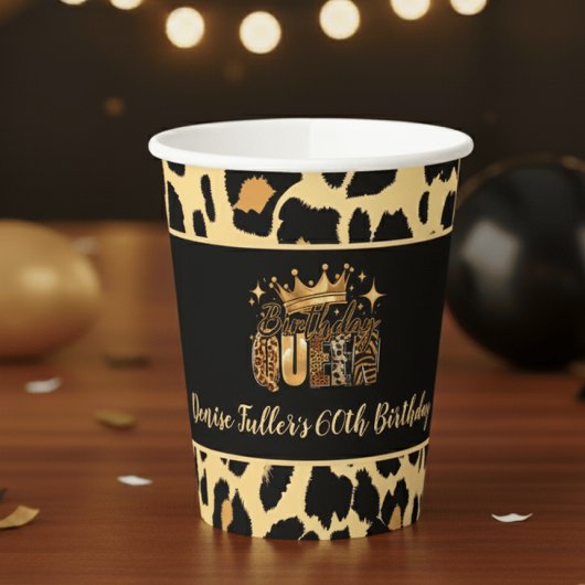 Fun Leopard Birthday Queen Sixty Birthday Papieren Bekers