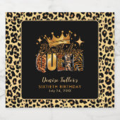 Fun Leopard Birthday Queen Sixty Birthday Sparkling Wijnetiket (Enkel label)