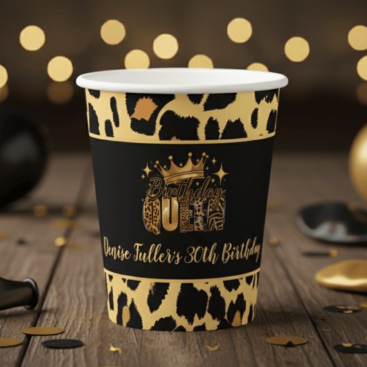 Fun Leopard Birthday Queen Thirty Birthday Papieren Bekers