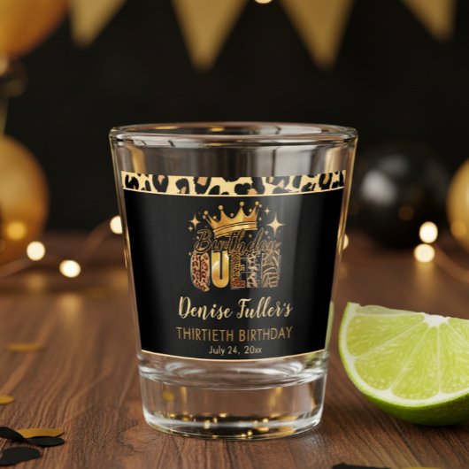 Fun Leopard Birthday Queen Thirty Birthday Shot Glas