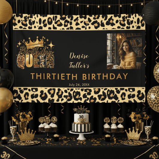 Fun Leopard Birthday Queen Thirty Photo Birthday Spandoek