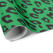 Fun leopard dierlijk druksteen groen kerstfeest cadeaupapier (Rol Hoek)