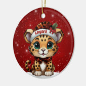 Fun Leopard Red Sparkle Animal Print Lover 🐆🐈🐾 Keramisch Ornament (Links)