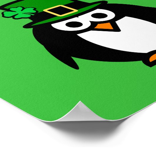 Fun leprechaun penguin cartoon St Patrick's Day Poster (Hoek)