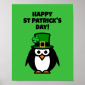 Fun leprechaun penguin cartoon St Patrick's Day Poster (Voorkant)