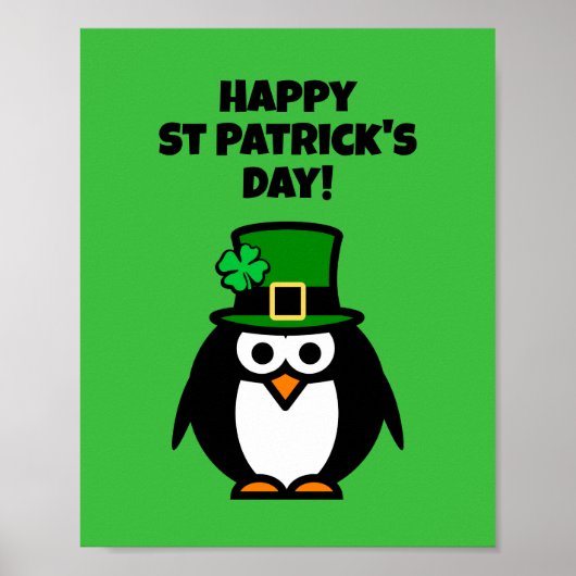 Fun leprechaun penguin cartoon St Patrick's Day Poster (Voorkant)