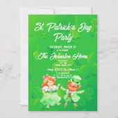 Fun Leprechauns St. Patrick's Day Party Invitation Kaart (Voorkant)