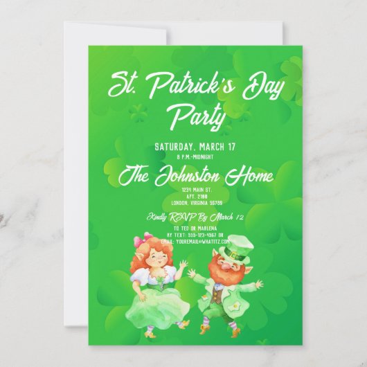 Fun Leprechauns St. Patrick's Day Party Invitation Kaart (Voorkant)
