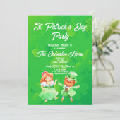Fun Leprechauns St. Patrick's Day Party Invitation Kaart (Staand voorkant)