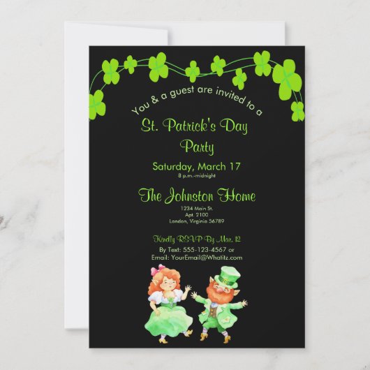 Fun Leprechauns St. Patrick's Day Party Invitation Kaart (Voorkant)