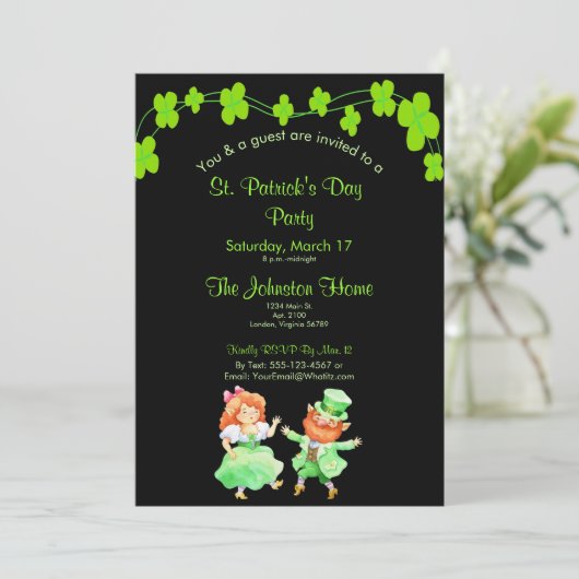 Fun Leprechauns St. Patrick's Day Party Invitation Kaart (Staand voorkant)