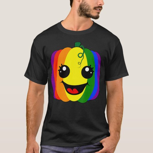 Fun Lesbian Gay Design Rainbow Pumpkin Pride LGBT T-shirt (Voorkant)