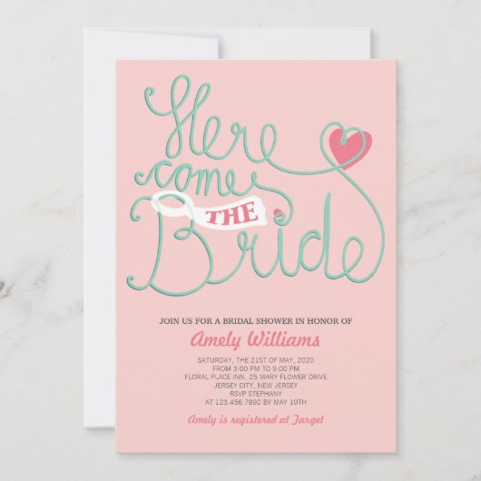 Fun Lettering Blush Pink Vrijgezellenfeest Uitnodi Kaart (Voorkant)