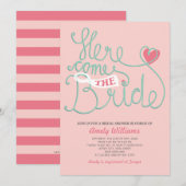 Fun Lettering Blush Pink Vrijgezellenfeest Uitnodi Kaart (Voorkant / Achterkant)