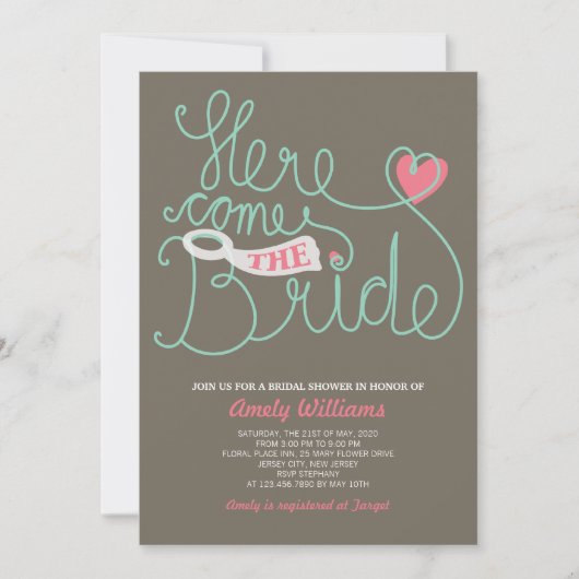Fun Lettering roze bruin Vrijgezellenfeest Invite Kaart (Voorkant)
