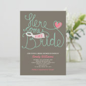Fun Lettering roze bruin Vrijgezellenfeest Invite Kaart (Staand voorkant)