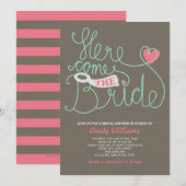 Fun Lettering roze bruin Vrijgezellenfeest Invite Kaart (Voorkant / Achterkant)