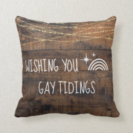 Fun LGBT Gay Tidings Holiday Rainbow-pictogram Kussen