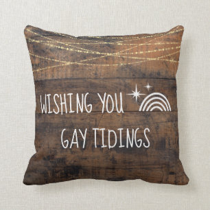 Fun LGBT Gay Tidings Holiday Rainbow-pictogram Kussen