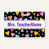 Fun, liefhebbend, kleurrijk Hearts Patroon + aange Badge (Voorkant)